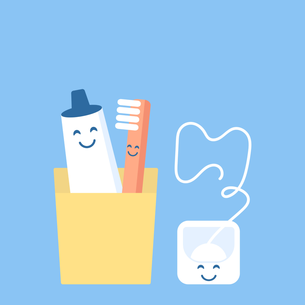 Teaching the correct way of brushing and flossing